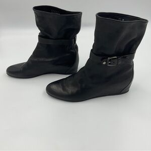 Stuart Weitzman Black Leather Ankle Booties